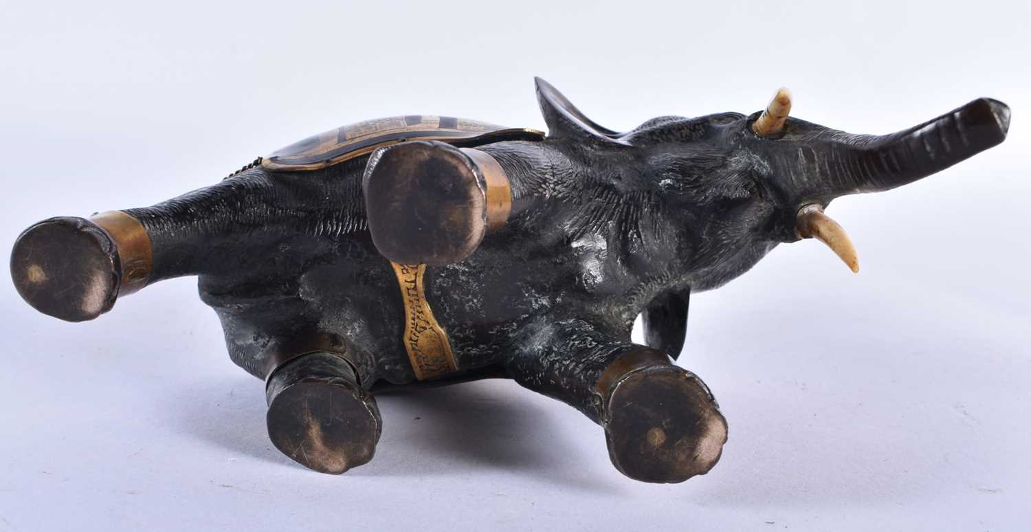 A RARE 19TH CENTURY JAPANESE MEIJI PERIOD EGYPTIAN REVIVAL BRONZE ELEPHANT OKIMONO embellished - Image 6 of 6