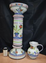 A large Italian Menegatti Firenze glazed pottery three section Jardiniere together with a matching