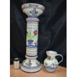A large Italian Menegatti Firenze glazed pottery three section Jardiniere together with a matching
