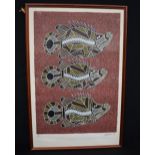 A framed Australian Aboriginal Dot Art print 96 x 63 cm .