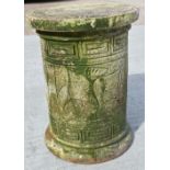 A vintage painted Terracotta garden seat 45 x 33 cm.