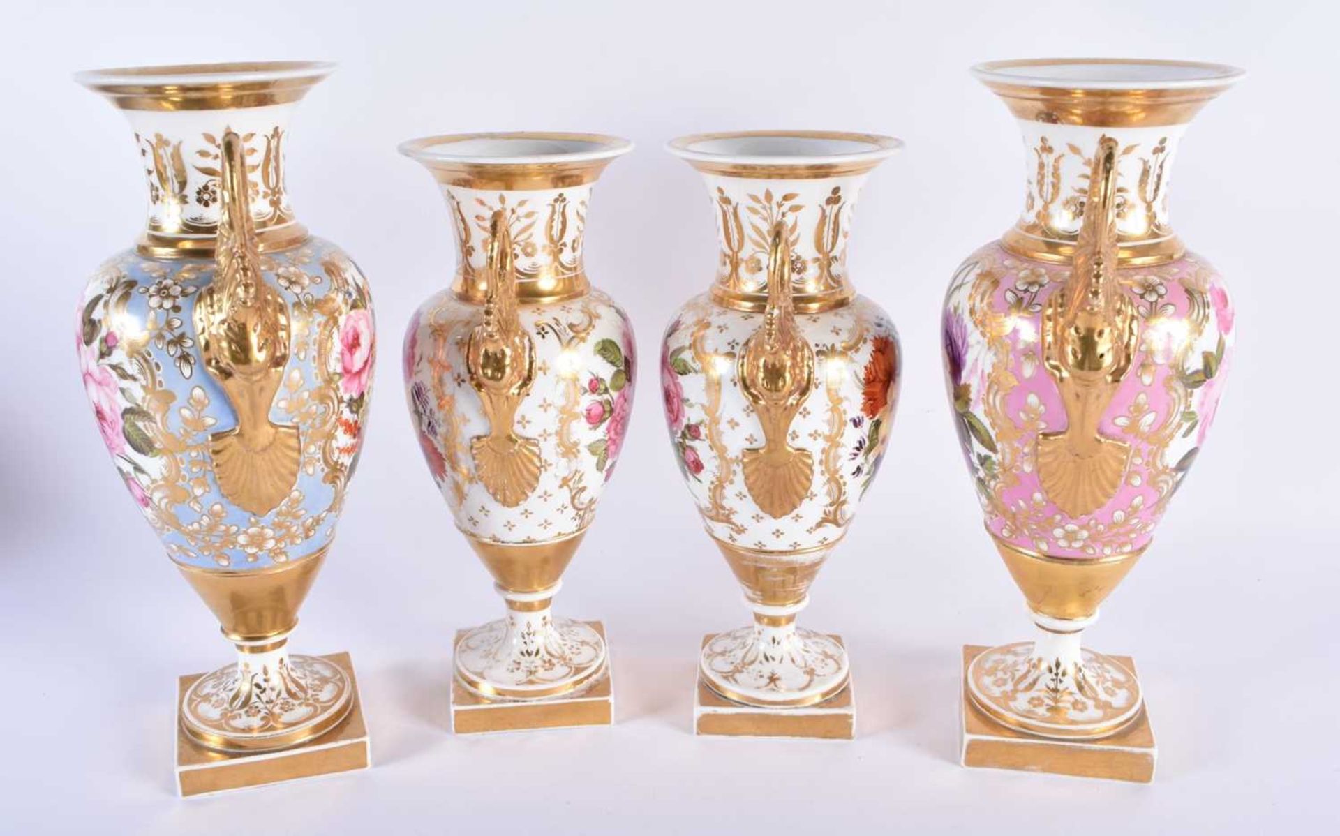 A FINE SET OF FOUR LATE 18TH/19TH CENTURY CHAMBERLAINS WORCESTER VASES beautifully painted with - Image 2 of 27