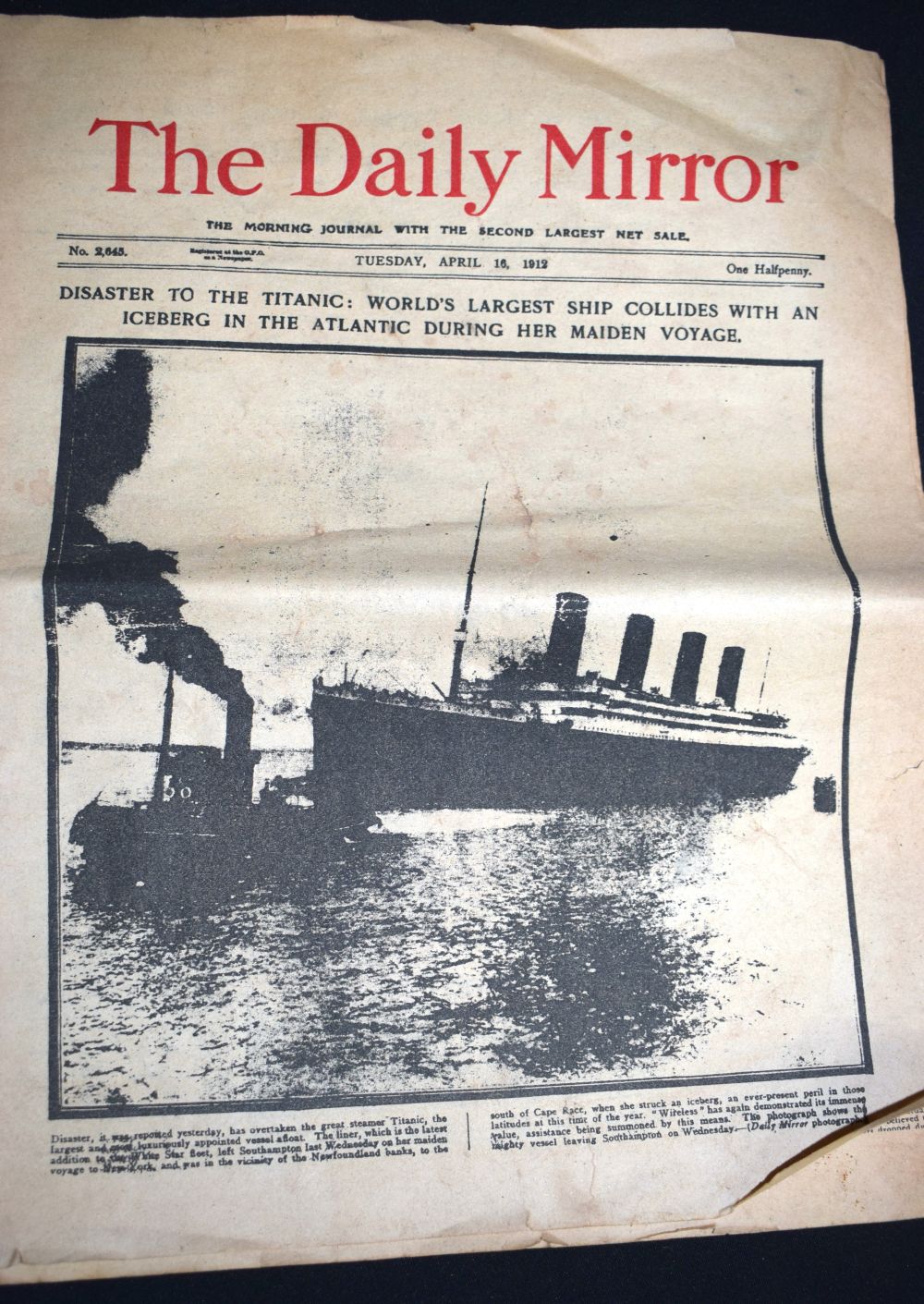 A collection of Titanic ephemera copy of The Daily Mirror, Poster, White Star line advertisement, - Image 12 of 14