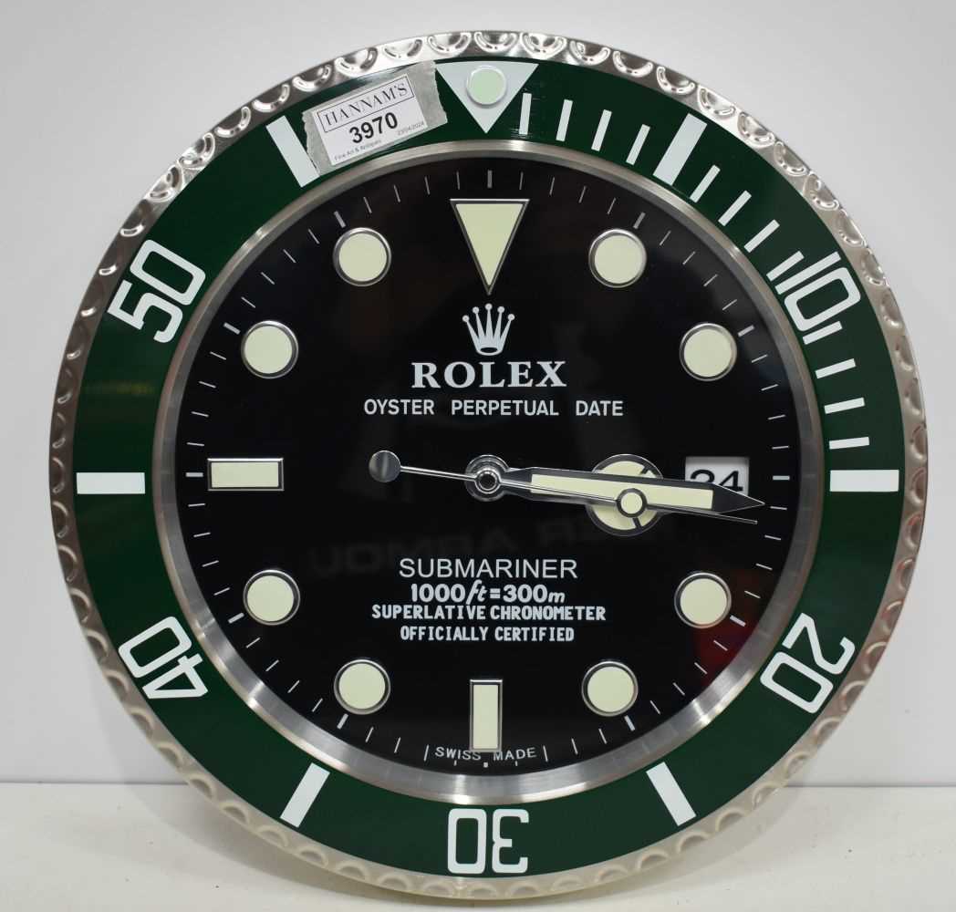 A Contemporary Rolex style dealership clock 33 cm. - Image 2 of 4
