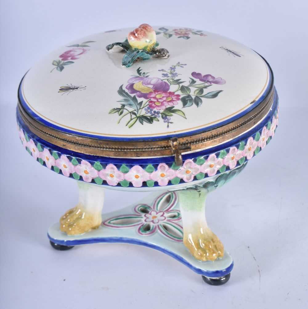 A FRENCH LONGWY POTTERY ENAMELLED CIRCULAR DISH together with a tin glazed faience box. Largest 21 - Image 6 of 7