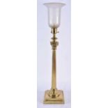 19th Century Regency Gilt Brass Uplight. 59cm to top of shade x 13cm x 13cm