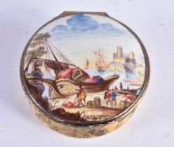 An English 18th Century Porcelain Box and Cover with Silver Gilt Mounts.6.4cm x 3.4cm, weight 80g
