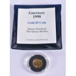 1998 GOLD 5 POUNDS GUERNSEY PROOF 1/25 OZ 24CT SOLID GOLD QUEEN MOTHER COIN