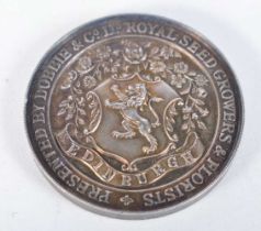 AN ANTIQUE CHESTER SEED GROWING SILVER MEDAL. 31.8 grams. 3.75 cm diameter.