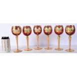 A collection of Bohemian Czechoslovakian wine glasses 19 cm (6).