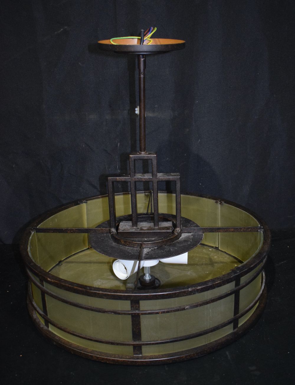 A large vintage metal and glass ceiling light 56 x 53 cm. - Image 4 of 4