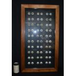 A cased collection of glass eyes 81 x 45cm.