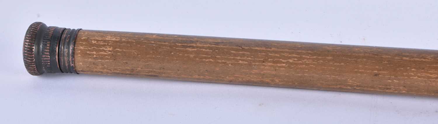 A RARE ANTIQUE COMBINATION WALKING CANE the top opening to reveal a tiny toasting glass, the central - Image 2 of 5