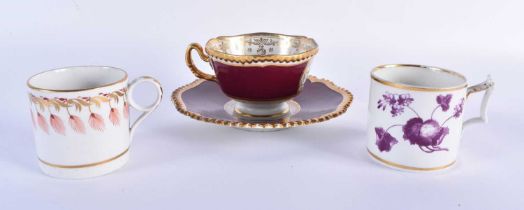 Flight Barr and Barr gadroon crested cup and saucer with Lion and Tree on crimson ground and two two