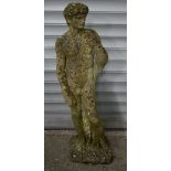 A Composite stone figure of Michelangelo's statue of David 116 x 33 cm