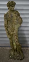 A Composite stone figure of Michelangelo's statue of David 116 x 33 cm