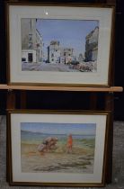 Pat Franco (20th Century) framed pastel "sand castles " together with a framed watercolour by