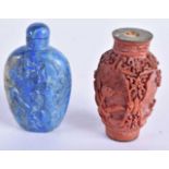 TWO 19TH/20TH CENTURY CHINESE CARVED SNUFF BOTTLES Late Qing. Largest 5.5 cm x 3.25cm. (2)
