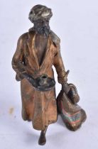 A Cold Painted Bronze in the manner of Bergman od an Arab Lighting his way to Bed. 9.2 cm x 6.2 cm x