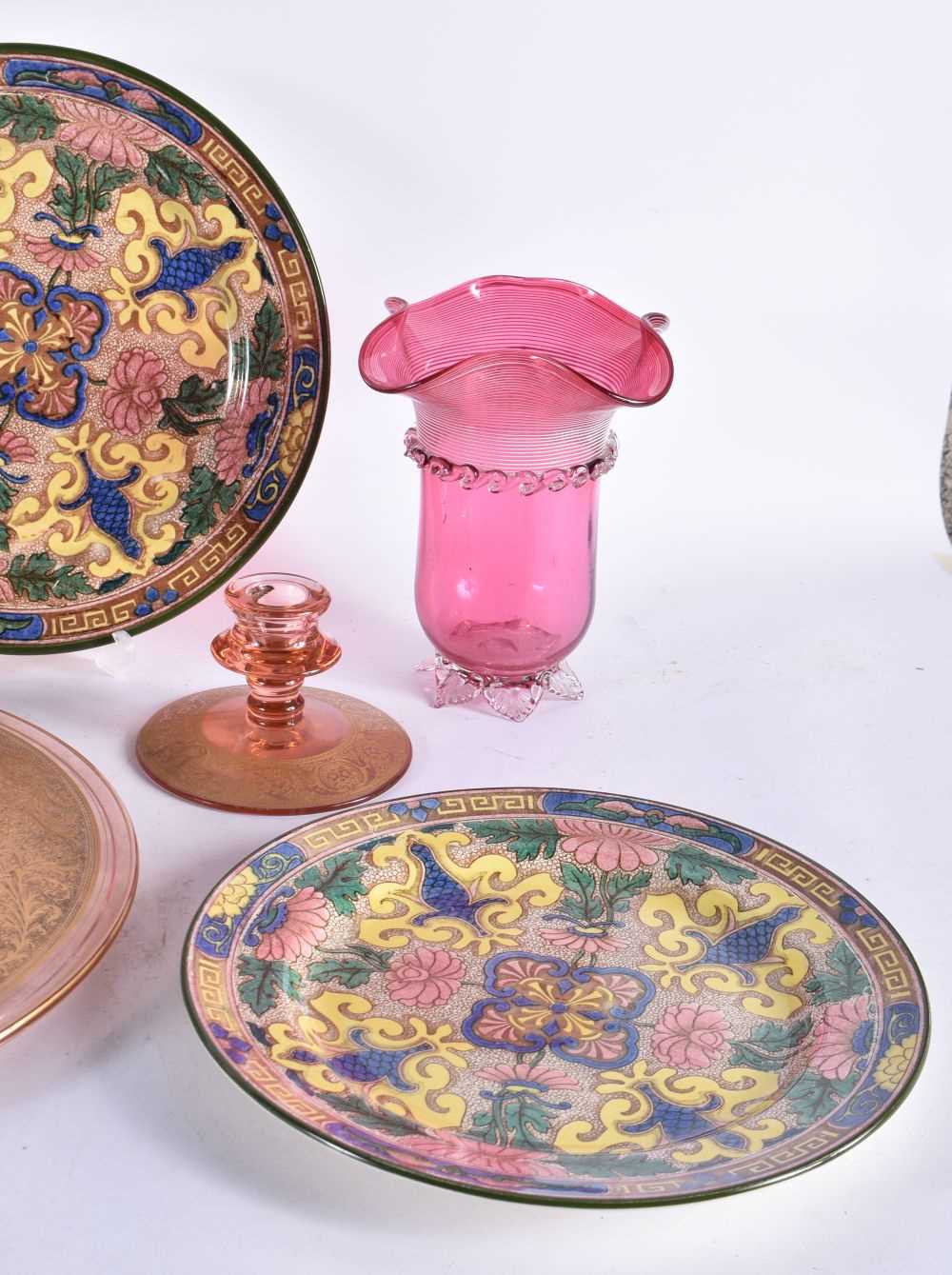A Mixed Lot comprising 4 Royal Doulton Plates, 2 Cranberry Glass with Gilt decoration dish and 2 - Image 4 of 4