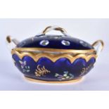 Spode oval pot pourri with rope twist handles painted with flowers and gilt leaves pattern 3420. 6 x