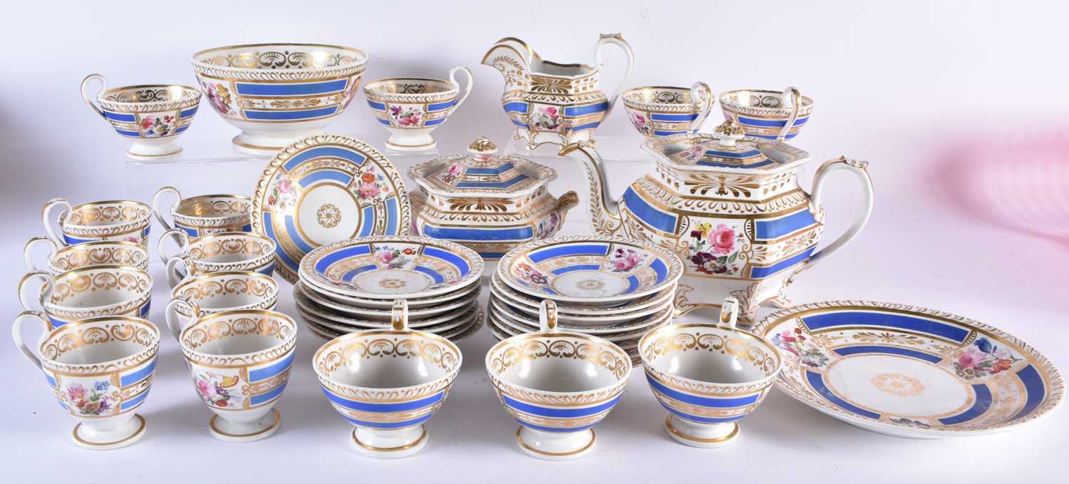 A Mid 19th Century English Tea Service comprising - 7 tea cups, 8 coffee cups, 16 saucers, tea