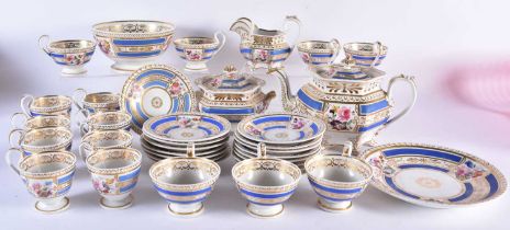 A Mid 19th Century English Tea Service comprising - 7 tea cups, 8 coffee cups, 16 saucers, tea