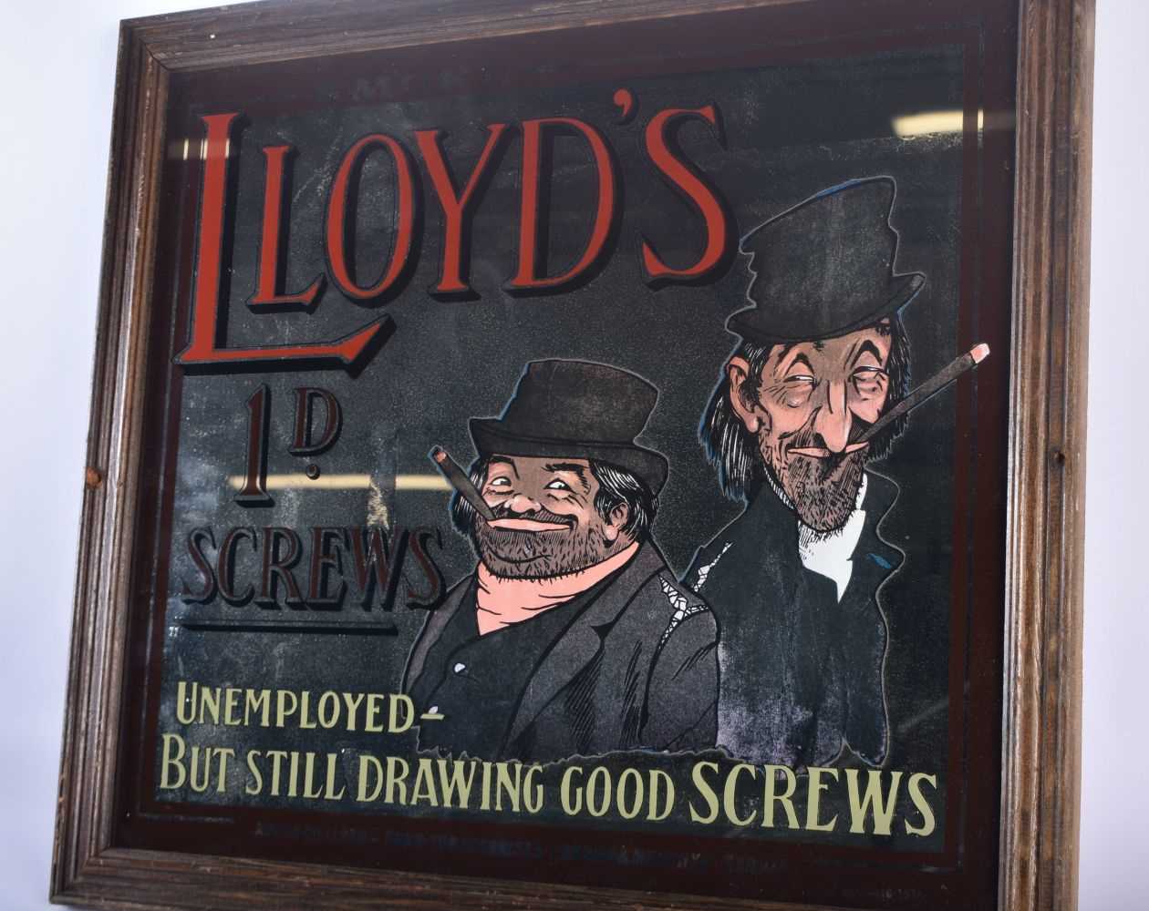 A CHARMING LLOYDS 1D SCREWS RICHARD LLOYD & SONS TOBACCO ADVERTISING MIRROR. 48 cm x 42 cm. - Image 2 of 3