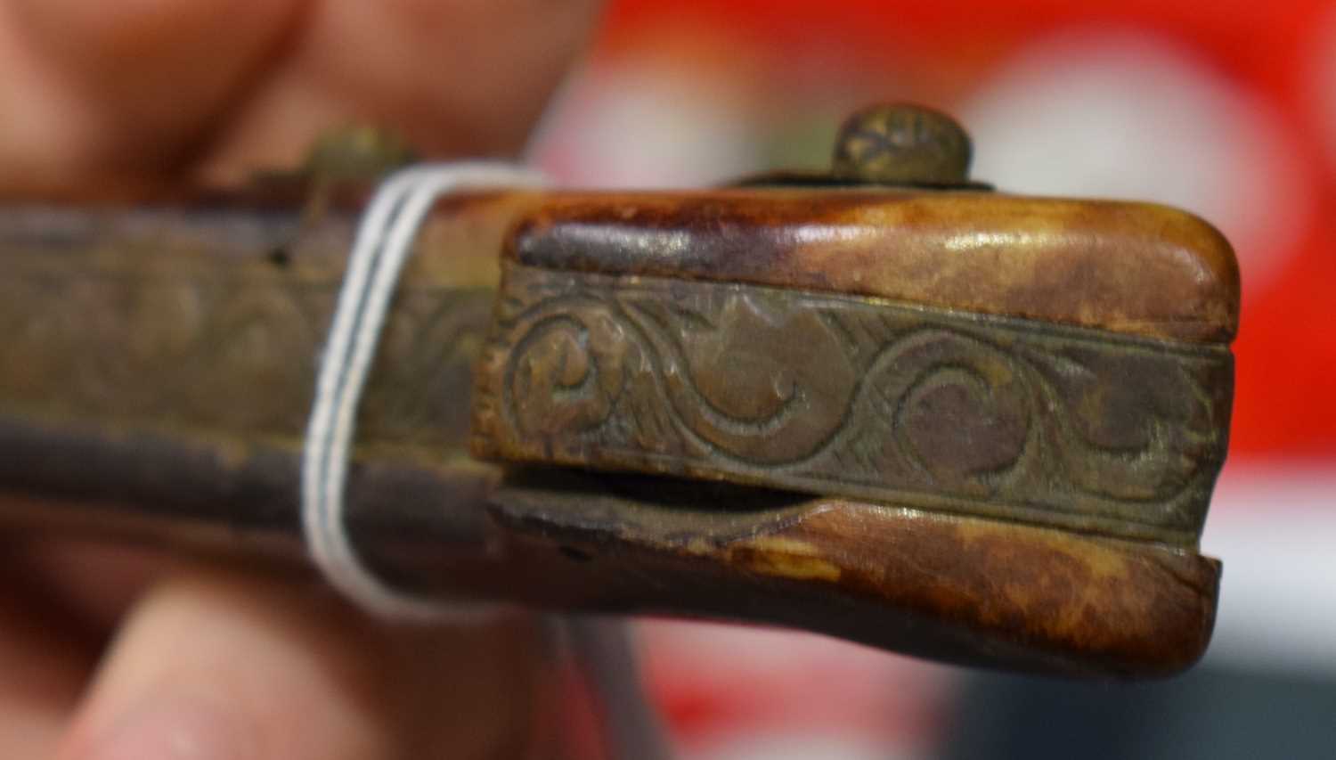 A Caucasian bone handled Kindjal Dagger with leather sheath 28 cm. - Image 17 of 21