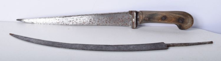 A Wooden handled Qajar Dagger together with a Qajar Dagger blade 39 cm (2)