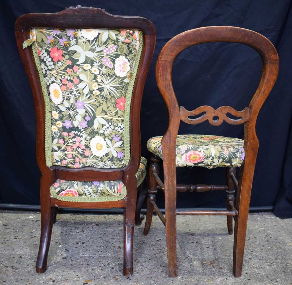 Two antique wooden framed upholstered chairs 90cm (2) - Image 4 of 8