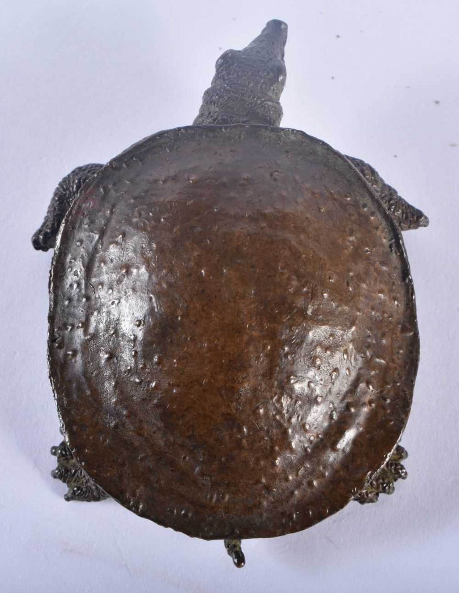 A JAPANESE BRONZE OKIMONO OF A LONG NOSED TORTOISE. 9 cm x 6 cm. - Image 4 of 6