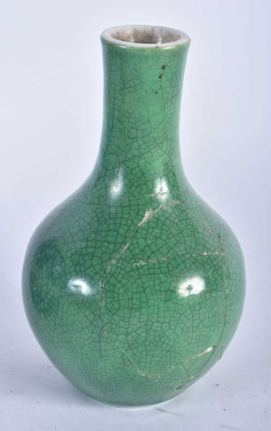 A 19TH CENTURY CHINESE MONOCHROME PORCELAIN VASE together with a smaller green vase, a sancai figure - Image 4 of 9