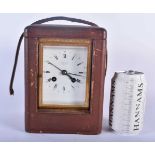 A LARGE ANTIQUE FRENCH CARRIAGE CLOCK with finely engraved case. 22.5 cm high inc handle.