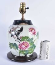 AN EARLY 20TH CENTURY CHINESE PORCELAIN GINGER JAR LAMP Late Qing/Republic. 34 cm x 17 cm.
