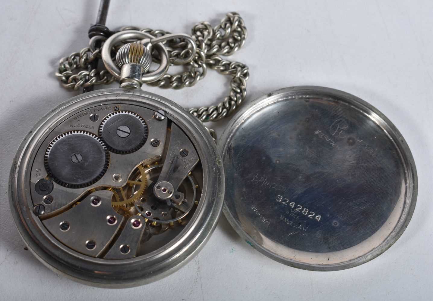 A Military Pocket Watch stamped with a Broad Arrow Mark and B49956 on the back. 5.1cm diameter, - Image 3 of 3
