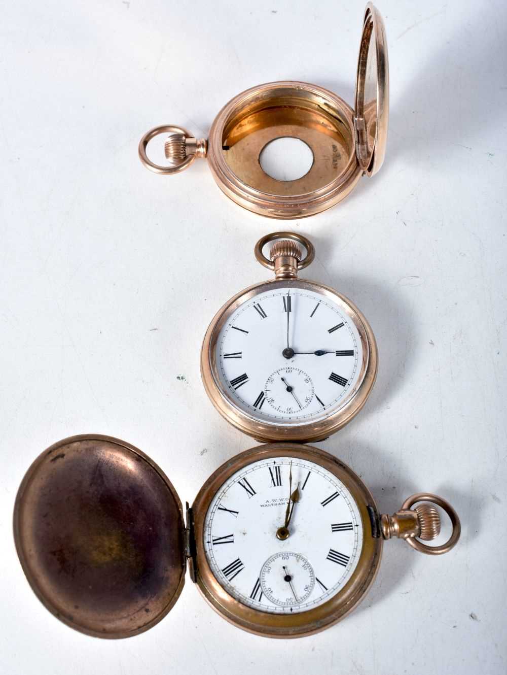 An Open Face Pocket Watch together with a Hunter Pocket watch and a 10 Carat Gold Plated Half Hunter - Image 4 of 4