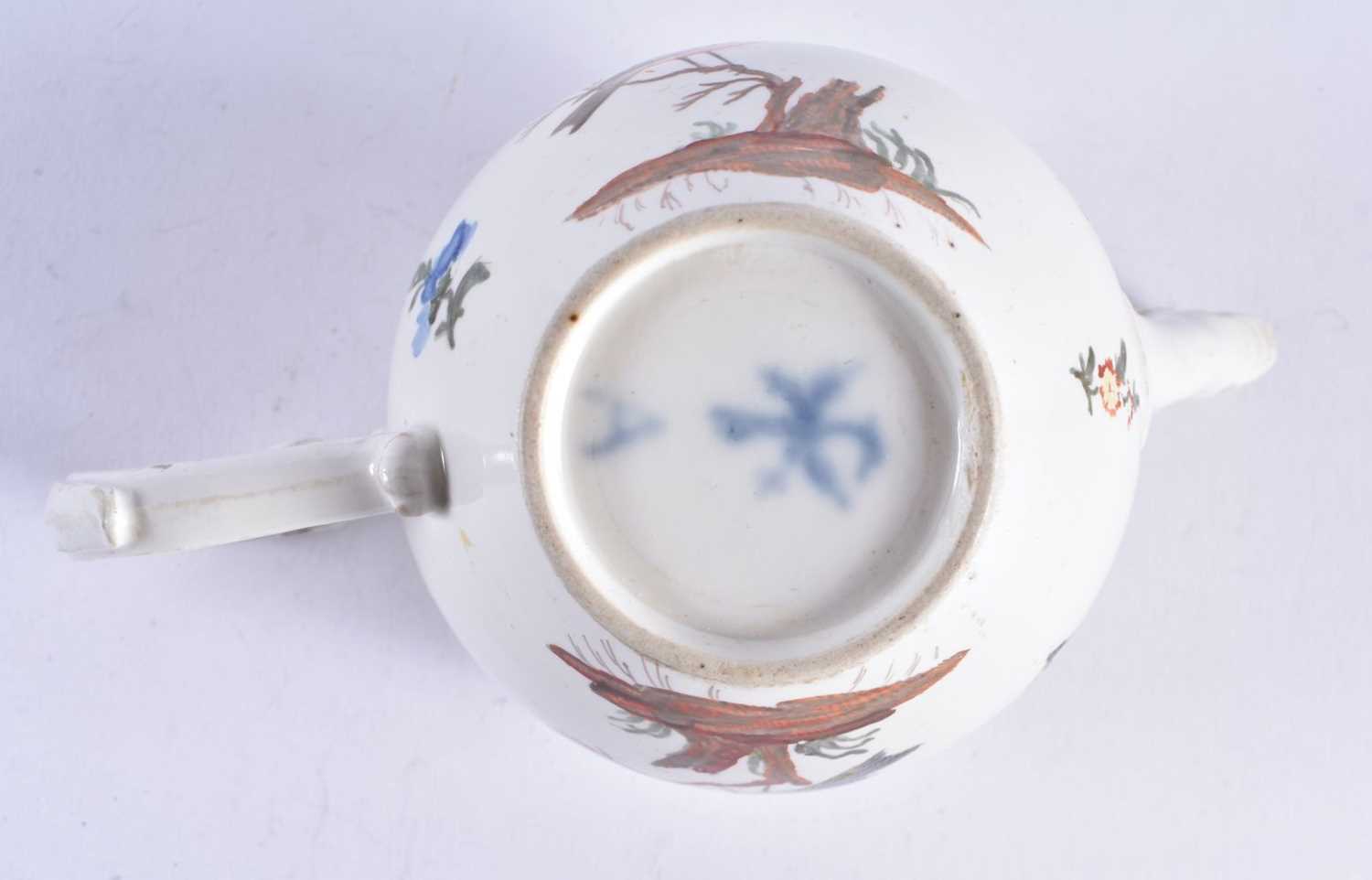 A RARE 18TH CENTURY GERMAN PORCELAIN BULLET FORM TEAPOT AND COVER painted in the Meissen style - Image 6 of 6