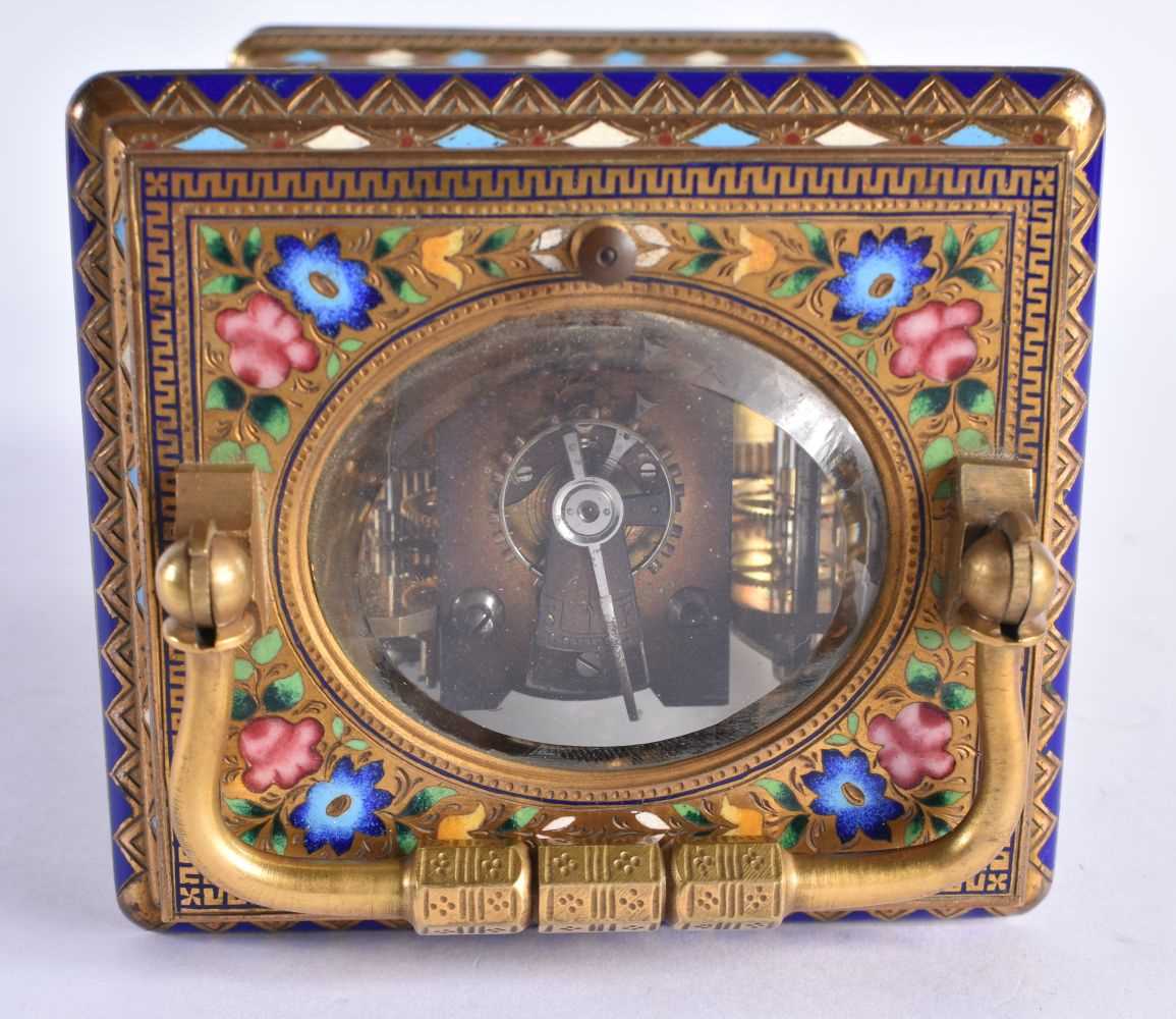 A VERY GOOD 19TH CENTURY FRENCH CHINESE MARKET ENAMELLED GILT BRONZE REPEATING CARRIAGE CLOCK the - Image 6 of 7