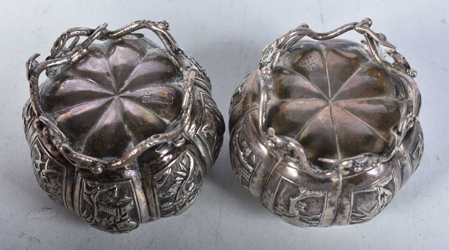 Two Chinese Silver Table Salts. Chinese Silver Marks. 3.8cm x 5.4cm, total weight 73g (2) - Image 3 of 4