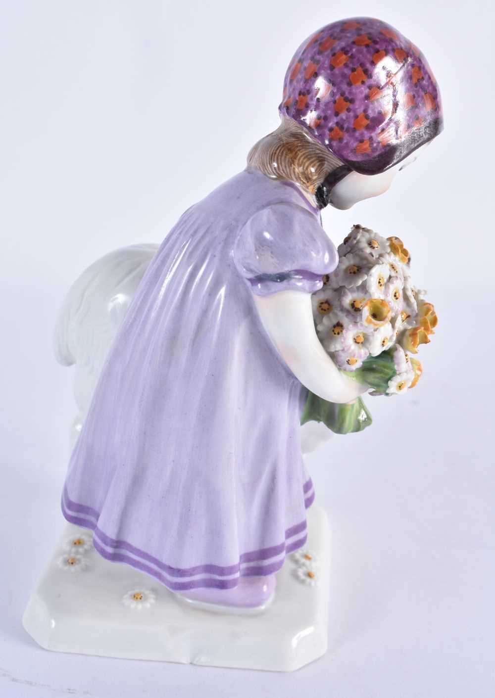 AN UNUSUAL GERMAN MEISSEN PORCELAIN GROUP depicting a child and a young goat. 17 cm high. - Image 4 of 18