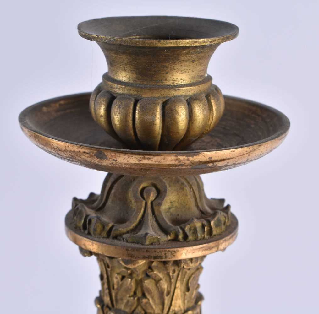 TWO LARGE 19TH CENTURY EUROPEAN BRONZE CANDLESTICKS. 30 cm high. (2) - Image 3 of 10