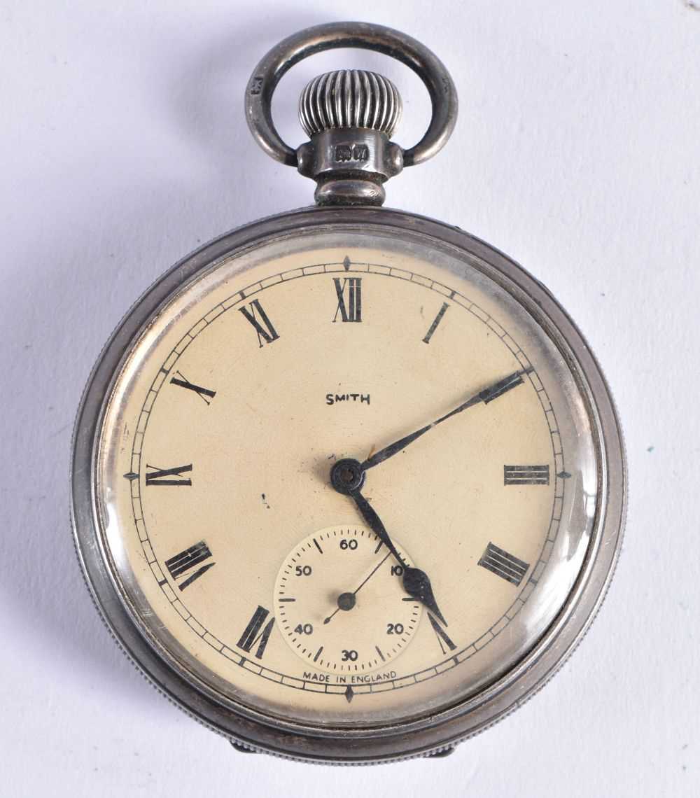 SMITHS Sterling Silver Gents Vintage Open Face Pocket Watch Hand-wind Working. Birmingham 1946.