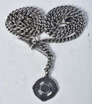 A Victorian Silver Watch Chain and Fob. Hallmarked Birmingham 1899. Length 65cn, weight 62g