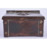 A RARE SMALL ARTS AND CRAFTS COPPER JOHN PEARSON COPPER BOX. 8 cm x 6.5 cm.