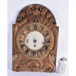 A LARGE 18TH CENTURY CONTINENTAL CARVED GILTWOOD ACANTHUS AND SHELL CAPPED CLOCK FACE formed with