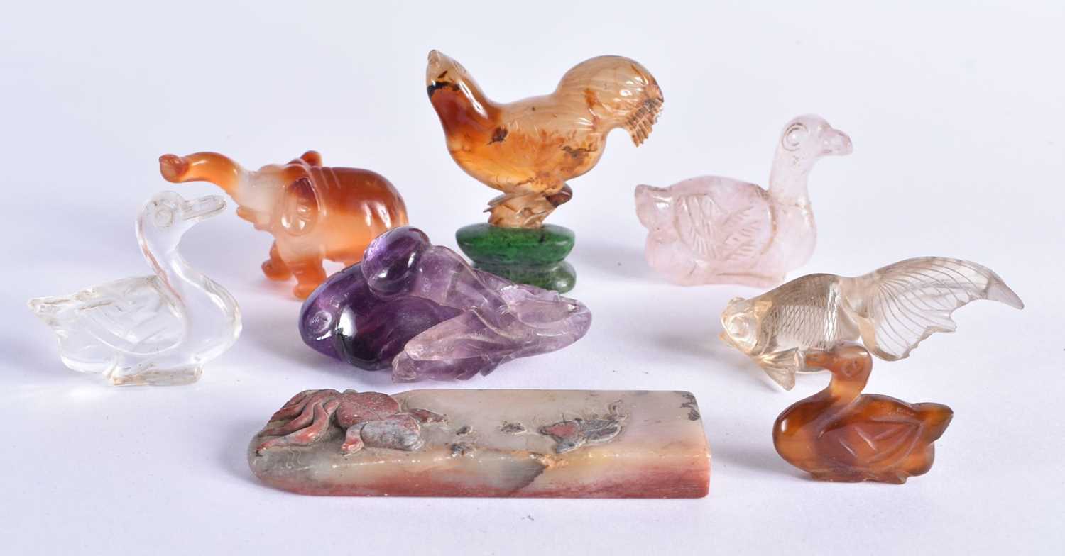 A COLLECTION OF 19TH CENTURY CHINESE CARVED ROCK CRYSTAL AND STONE CARVINGS Qing. (8)