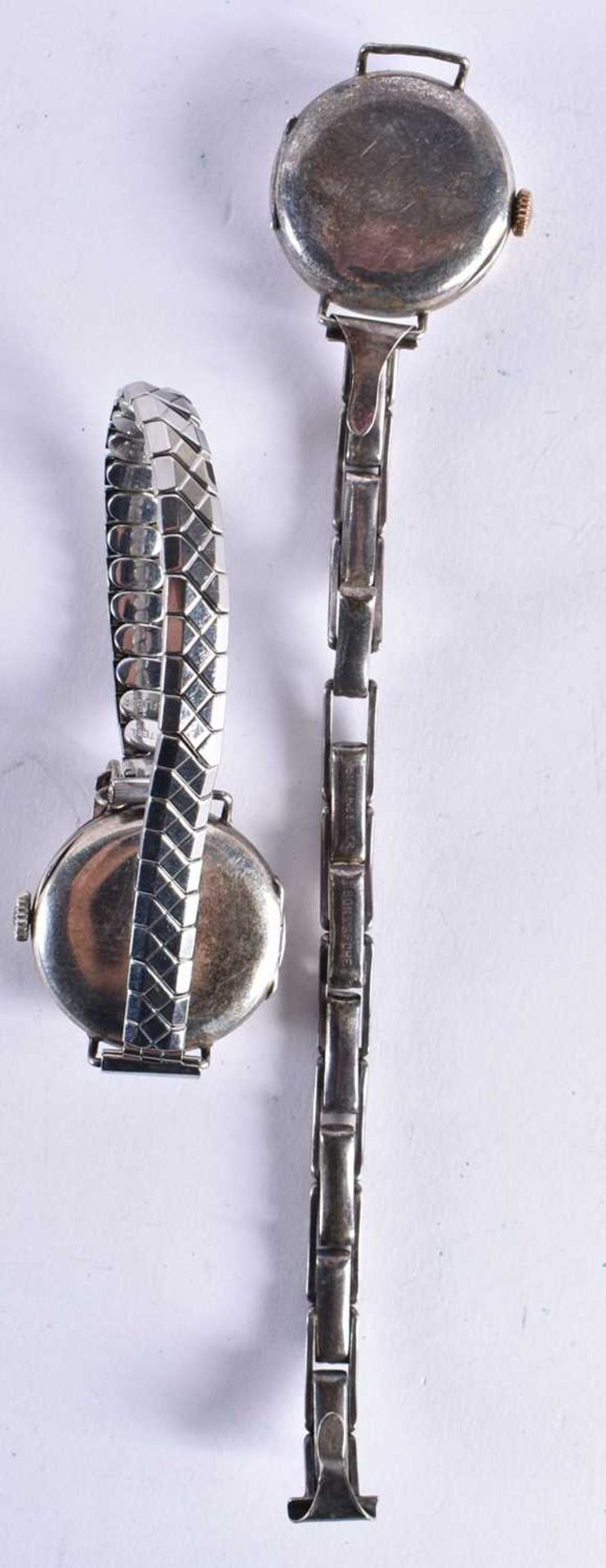 x 2 Sterling Silver Vintage Ladies Enamel Dial Wristwatches Hand-wind Working. 55 grams. (2) - Image 5 of 5