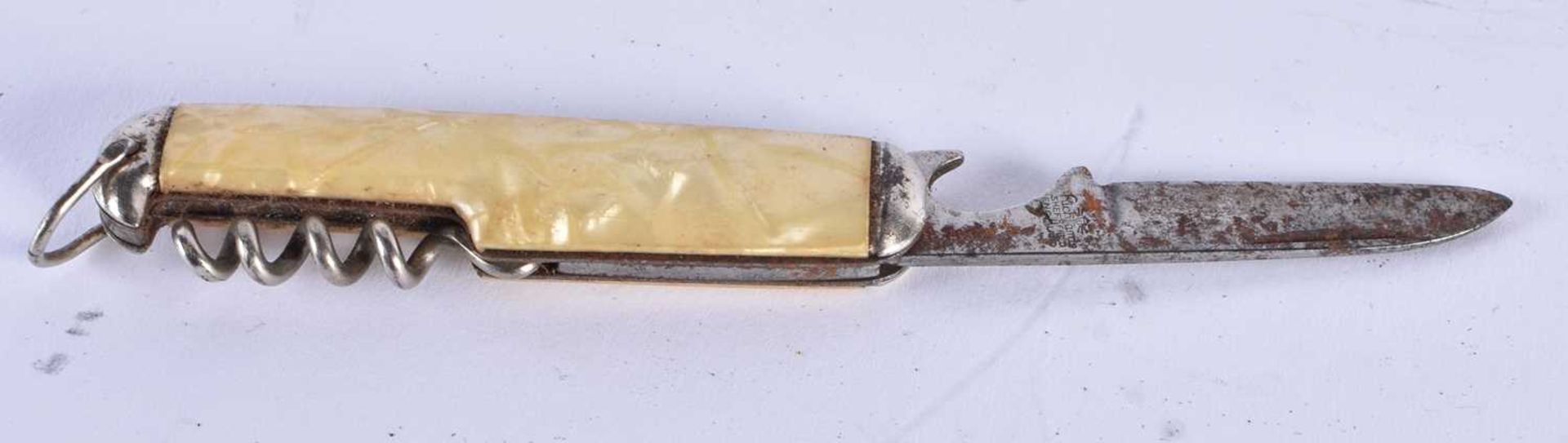 AN ANTIQUE HARRY LE MOINE COMBINATION KNIFE and a ST Dupont silver plated lighter. Largest 14 cm - Image 5 of 6