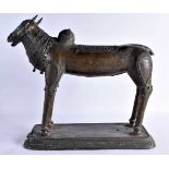 A LARGE DHOKRA BRONZE SCULPTURE OF A HOLY COW. Orissa (Odisha), Eastern India, 18th - 19th